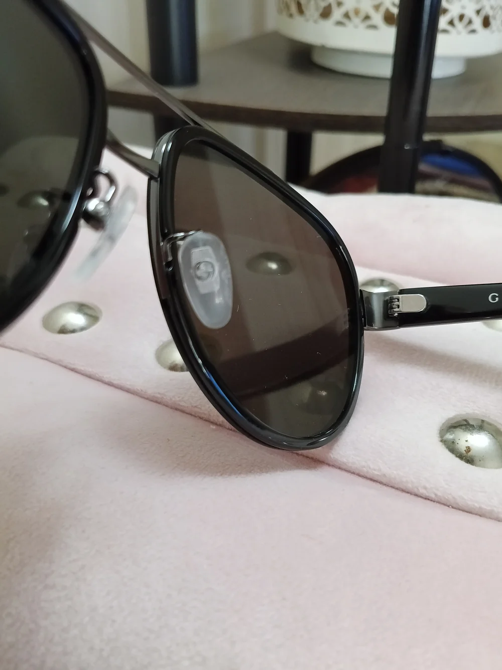 Gucci GG0447S 001 Black Aviator Sunglasses with Green and Red Temple Stripes